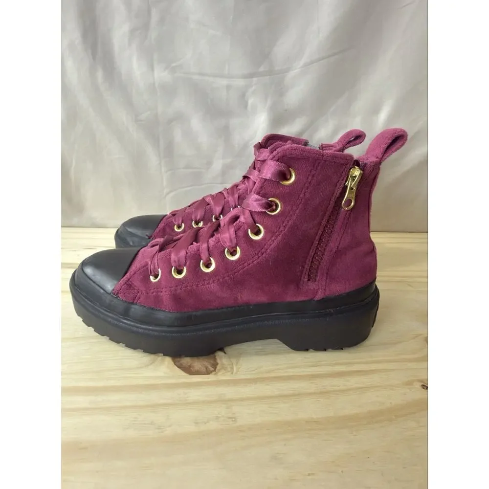 Converse Chuck Taylor Lugged High Top Platform Velvet Berry Big Kids Size 3.5